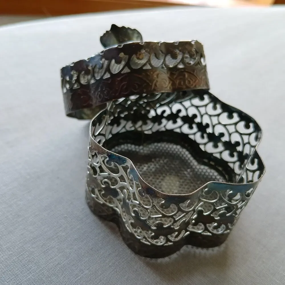 Vintage Filigree Metal Flower Top Box 2.5